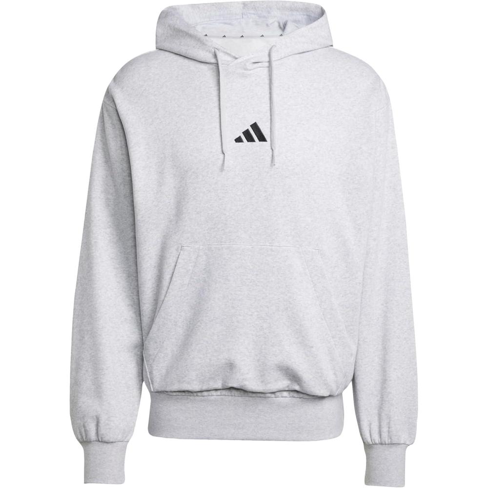 imageadidas Originals Mens Essentials Feel Cozy Fleece Hoodie SweatshirtLight Grey HeatherBlack