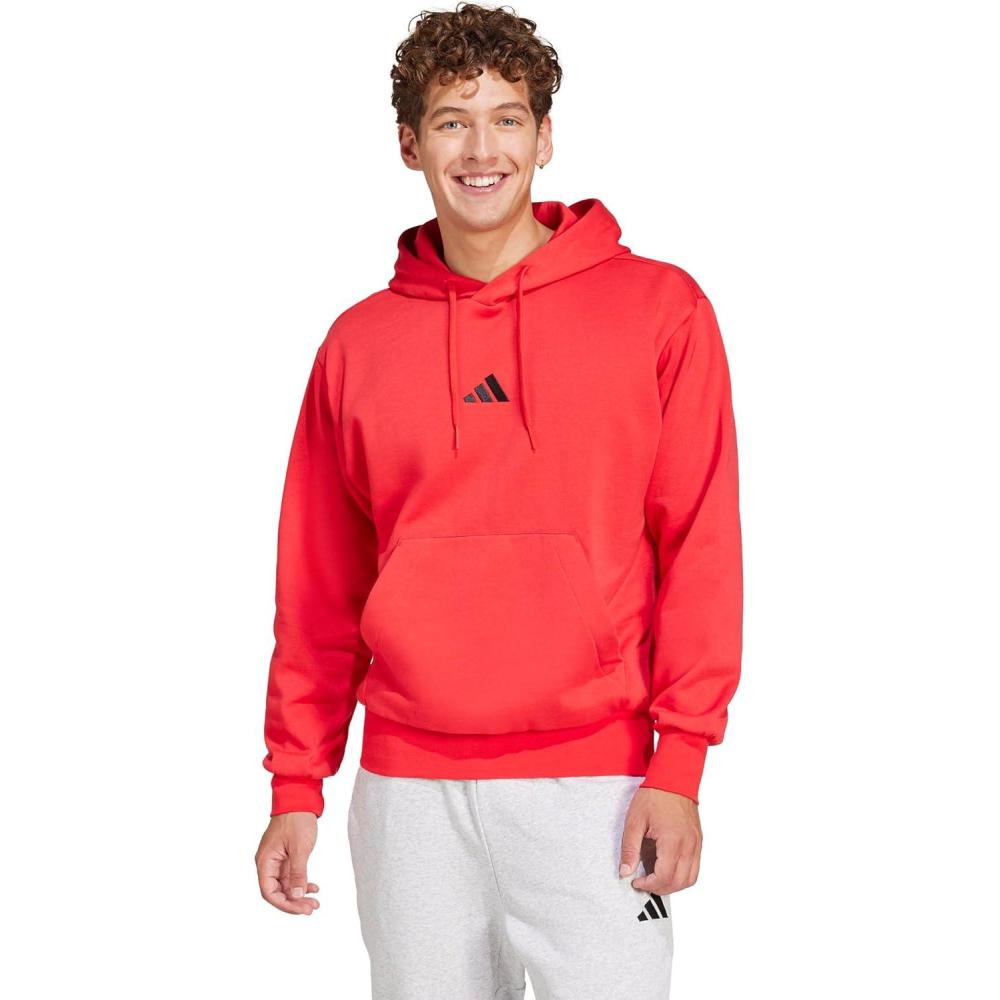 imageadidas Originals Mens Essentials Feel Cozy Fleece Hoodie SweatshirtPure RubyBlack