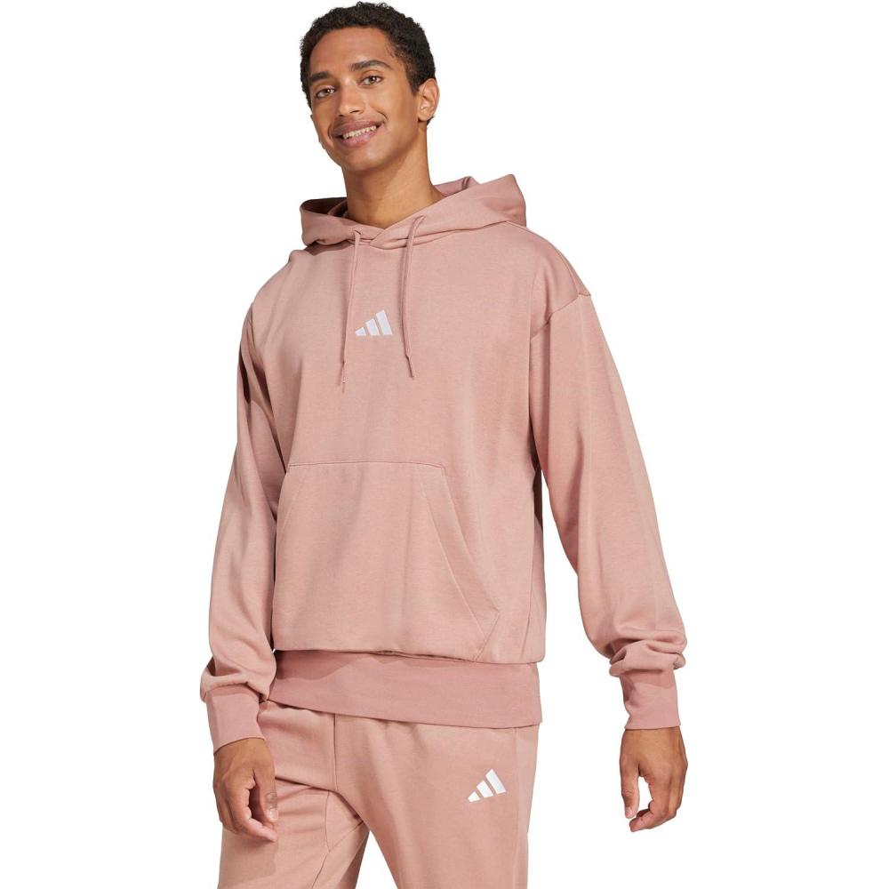 imageadidas Originals Mens Essentials Feel Cozy Fleece Hoodie SweatshirtWarm ClayWhite