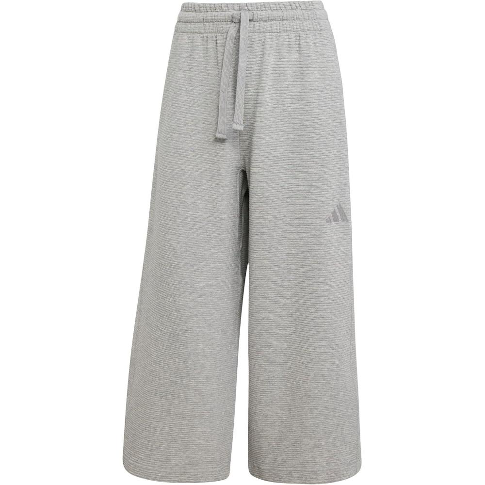 imageadidas Womens All Szn Ribbed 78 Length Wide Leg PantsMedium Grey Heather