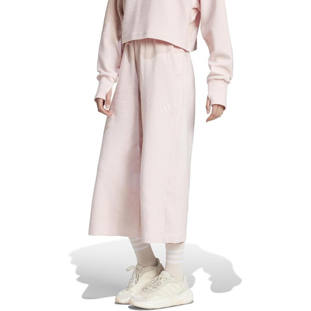 imageadidas Womens All Szn Ribbed 78 Length Wide Leg PantsSandy Pink