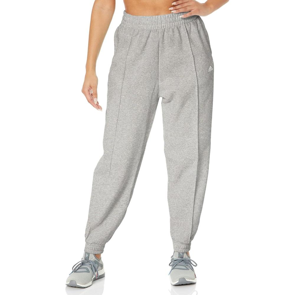 imageadidas Womens Studio Fleece PantsMedium Grey HeatherWhite
