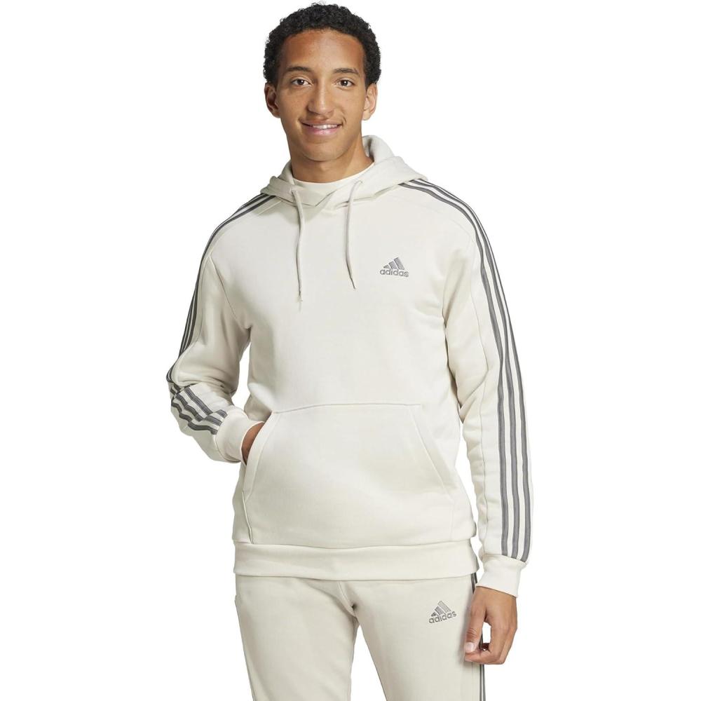 imageadidas mens Essentials Fleece 3stripes HoodieAlumina
