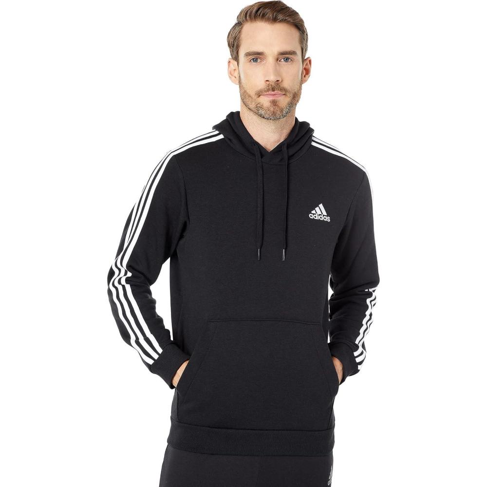 imageadidas mens Essentials Fleece 3stripes HoodieBlackWhite