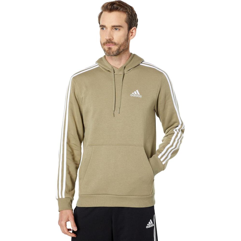 imageadidas mens Essentials Fleece 3stripes HoodieOrbit GreenWhite