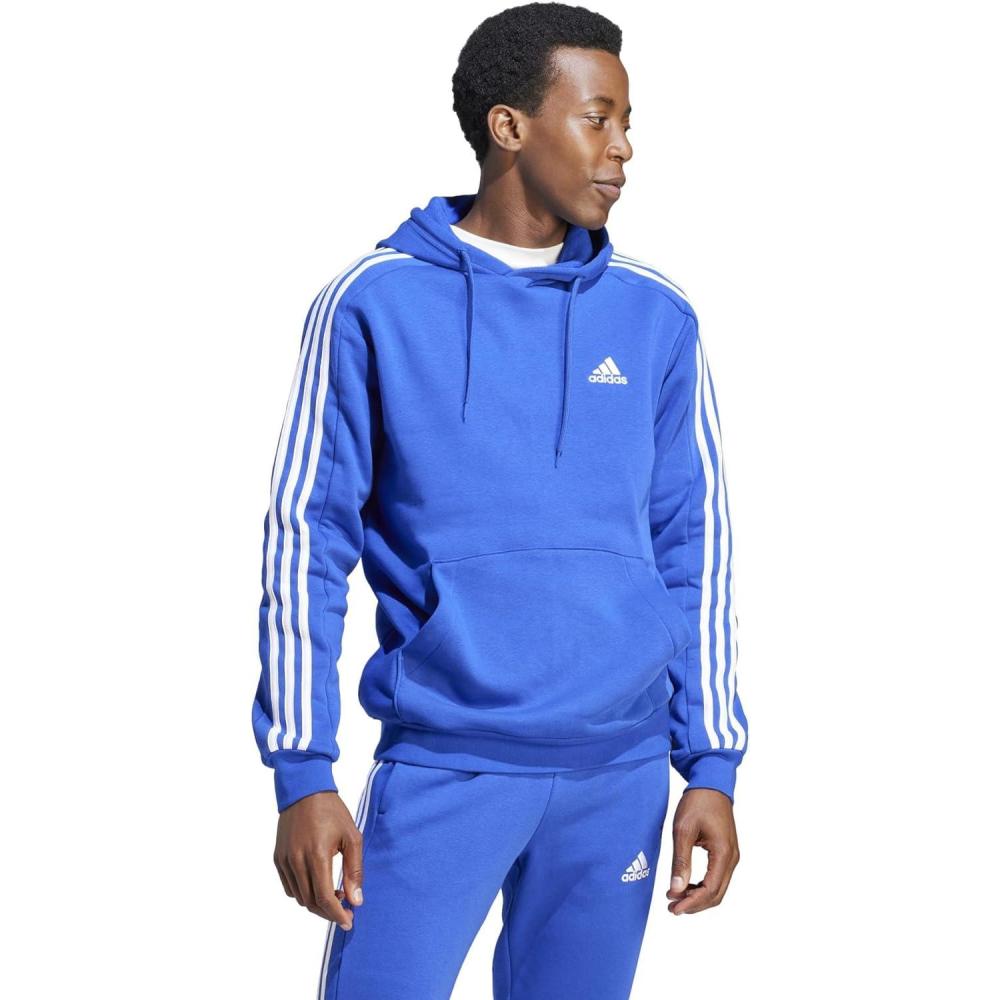 imageadidas mens Essentials Fleece 3stripes HoodieSemi Lucid Blue