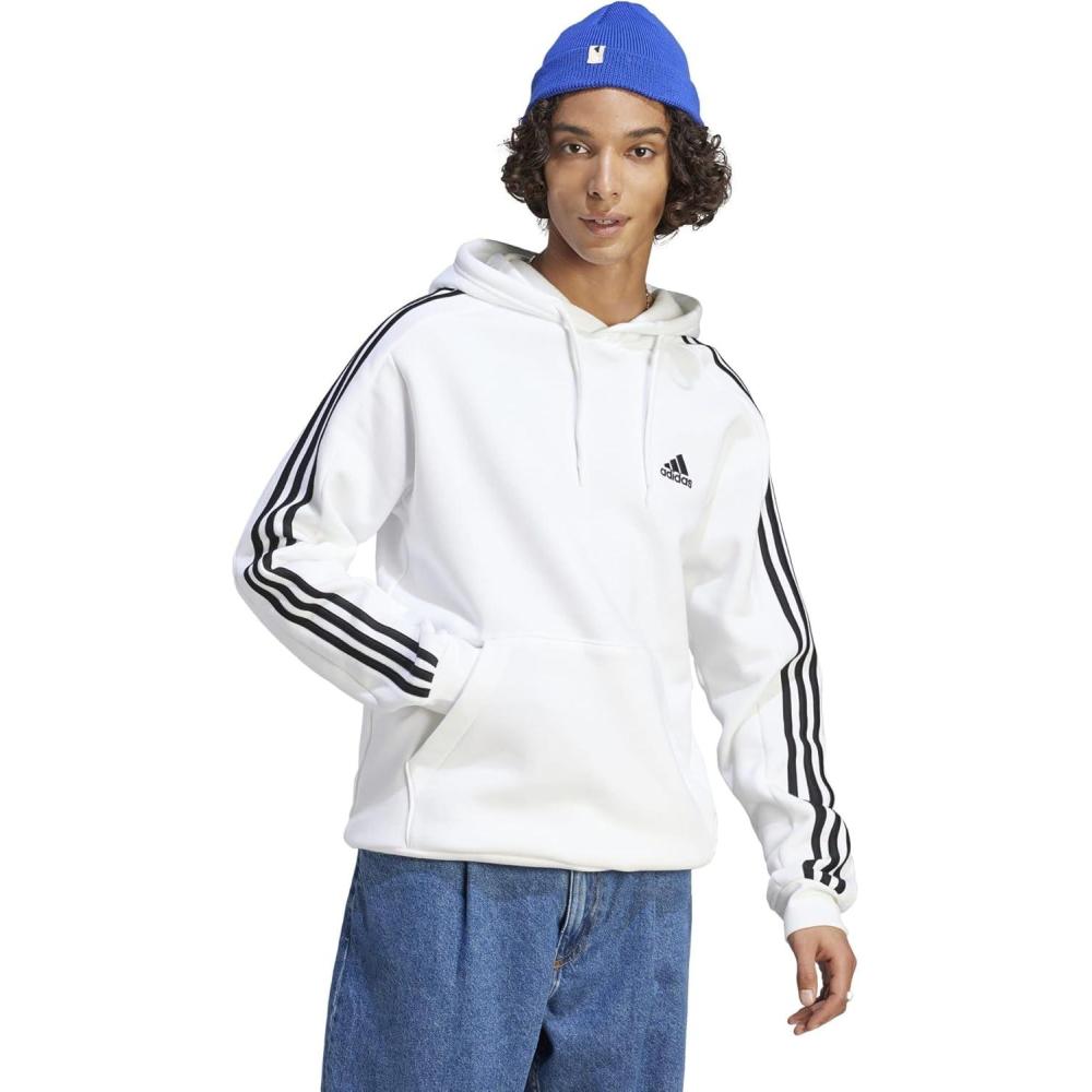imageadidas mens Essentials Fleece 3stripes HoodieWhite
