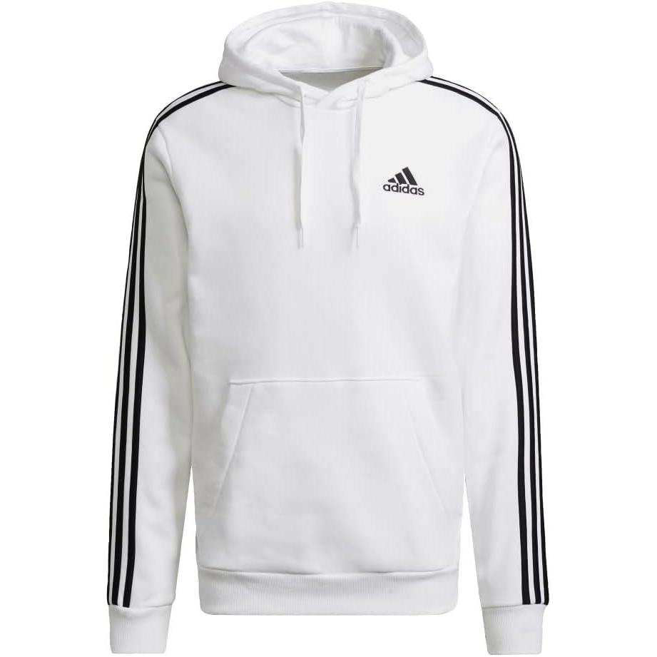 imageadidas mens Essentials Fleece 3stripes HoodieWhiteBlack