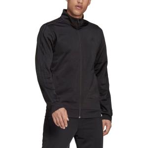adidas Men’s Essentials Warm-up 3-stripes Track Top(Black/Black)