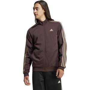 adidas Men’s Essentials Warm-up 3-stripes Track Top(Shadow Brown)