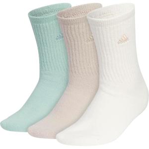 adidas Women’s Super Soft Cushioned Comfort Cozy Crew Socks (3-Pair)(Hazy Green/Wonder Beige/Wonder White)