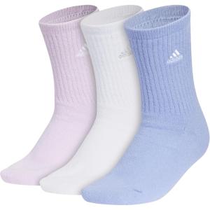 adidas Women’s Super Soft Cushioned Comfort Cozy Crew Socks (3-Pair)(Ice Lavender/White/Blue Spark)