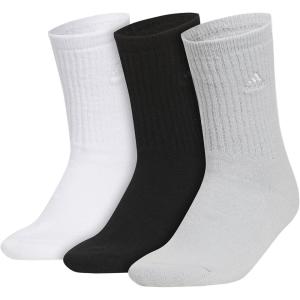 adidas Women’s Super Soft Cushioned Comfort Cozy Crew Socks (3-Pair)(White/Black/Clear Onix Grey)