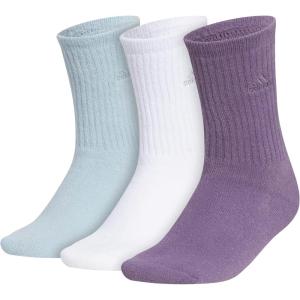 adidas Women’s Super Soft Cushioned Comfort Cozy Crew Socks (3-Pair)(Wonder Blue/Shadow Violet)