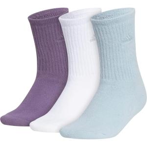 adidas Women’s Super Soft Cushioned Comfort Cozy Crew Socks (3-Pair)(Wonder White/Wonder Clay/Wonder Orchid Purple)