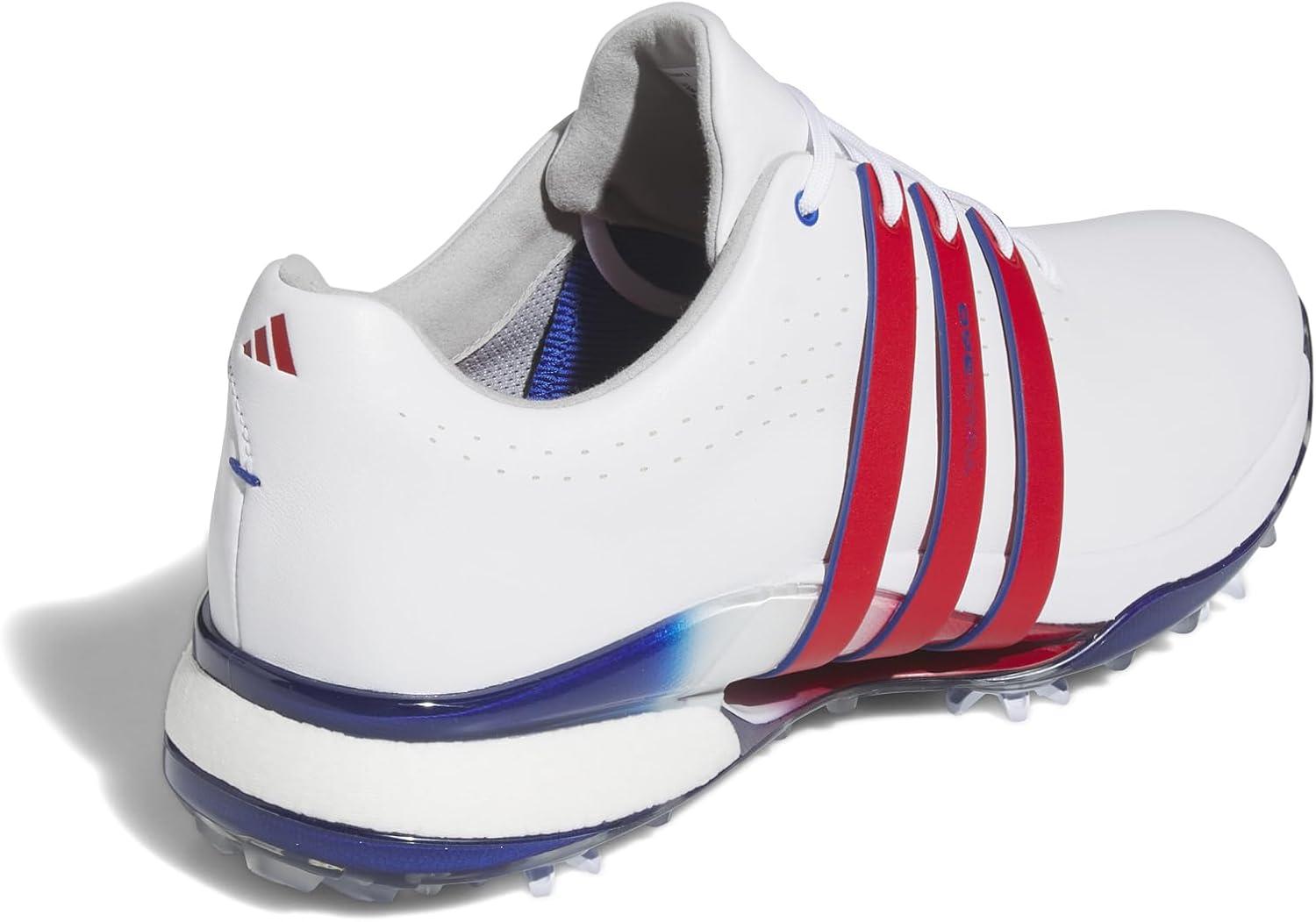 imageadidas Mens Tour360 24 Golf ShoesFootwear WhiteBetter ScarletRoyal Blue