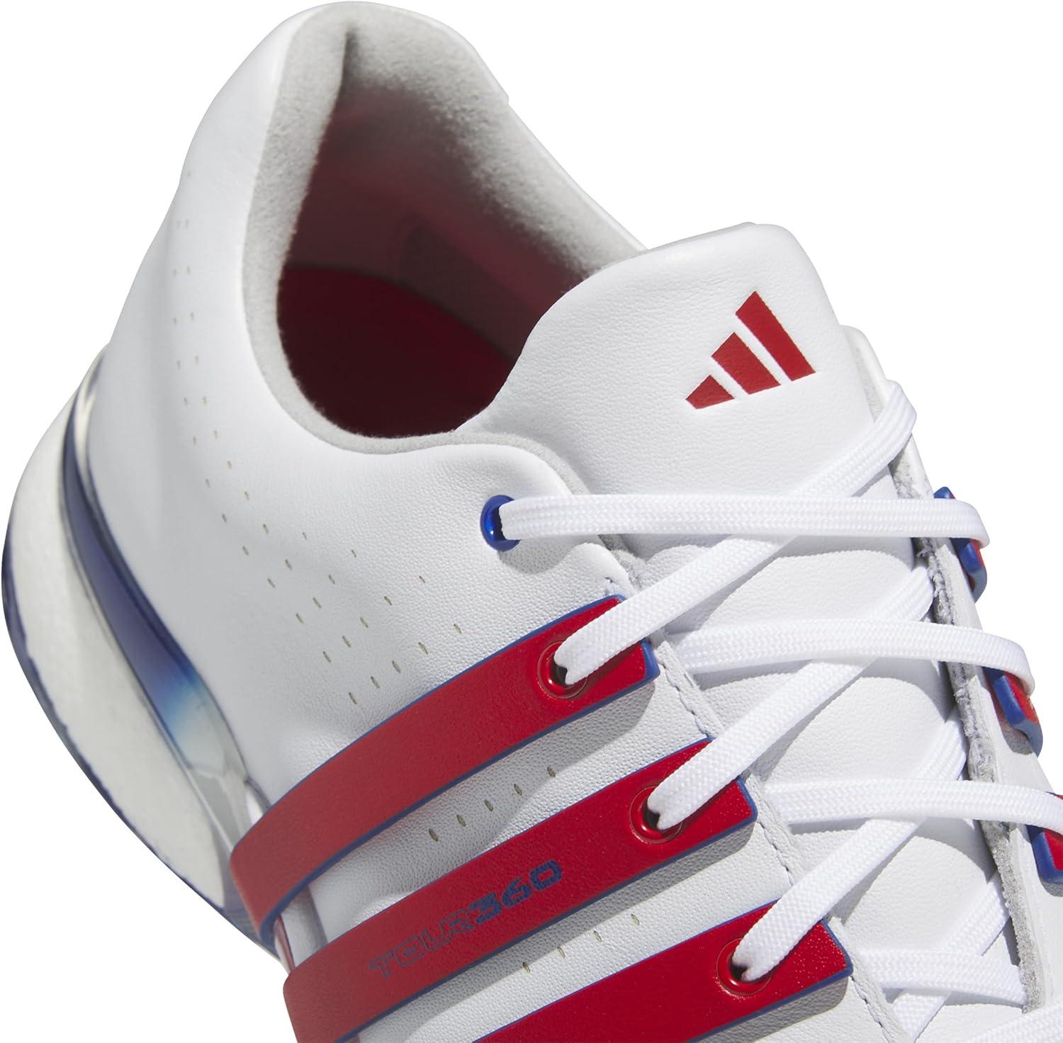 imageadidas Mens Tour360 24 Golf ShoesFootwear WhiteBetter ScarletRoyal Blue