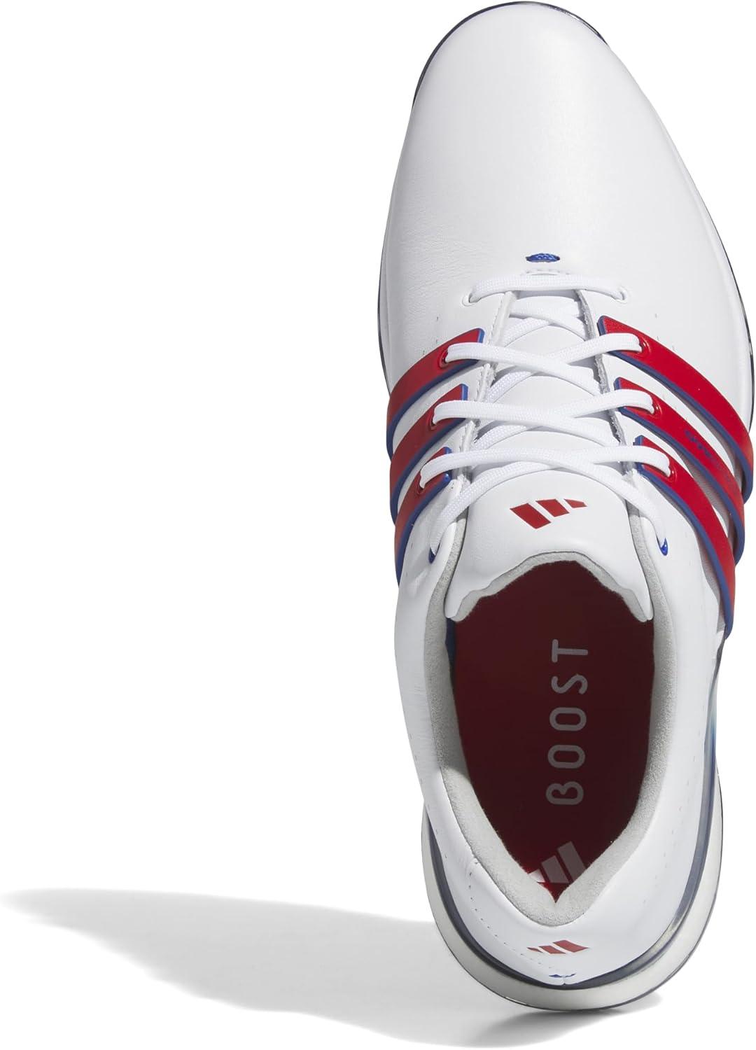imageadidas Mens Tour360 24 Golf ShoesFootwear WhiteBetter ScarletRoyal Blue
