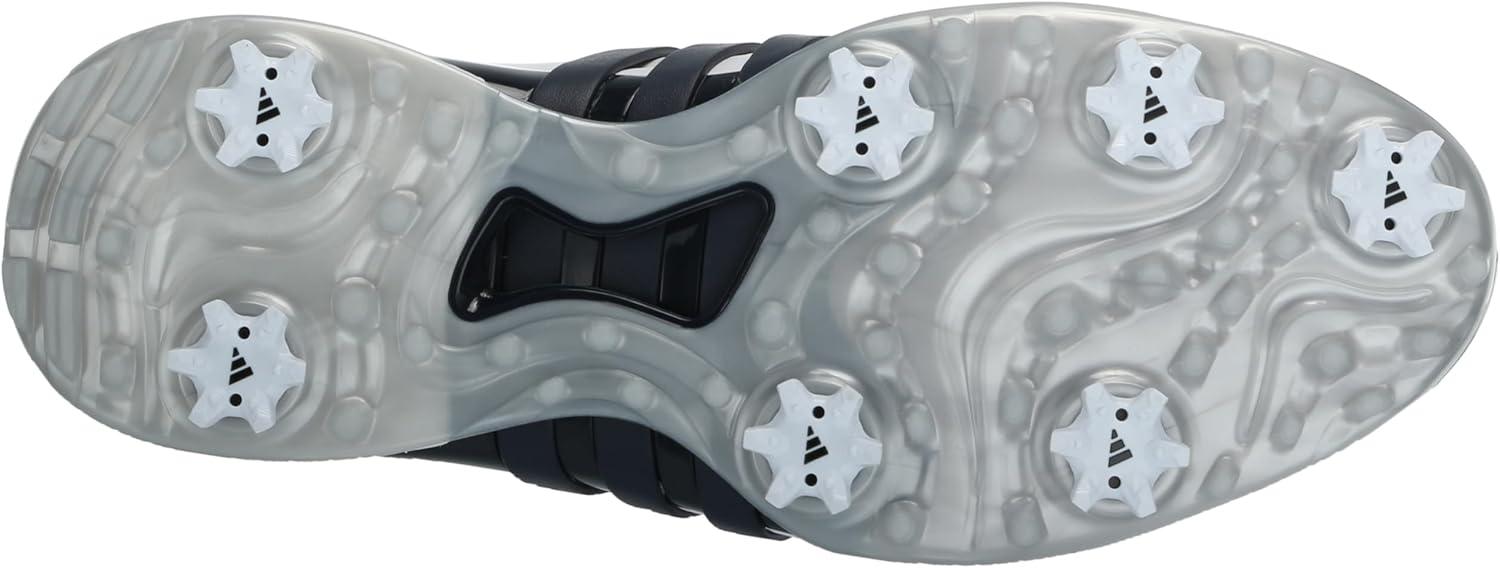 imageadidas Mens Tour360 24 Golf ShoesFootwear WhiteCollegiate NavySilver Metallic