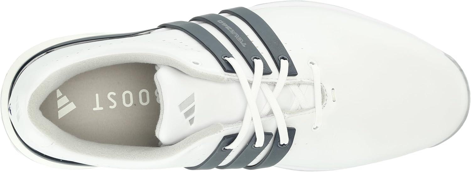 imageadidas Mens Tour360 24 Golf ShoesFootwear WhiteCollegiate NavySilver Metallic