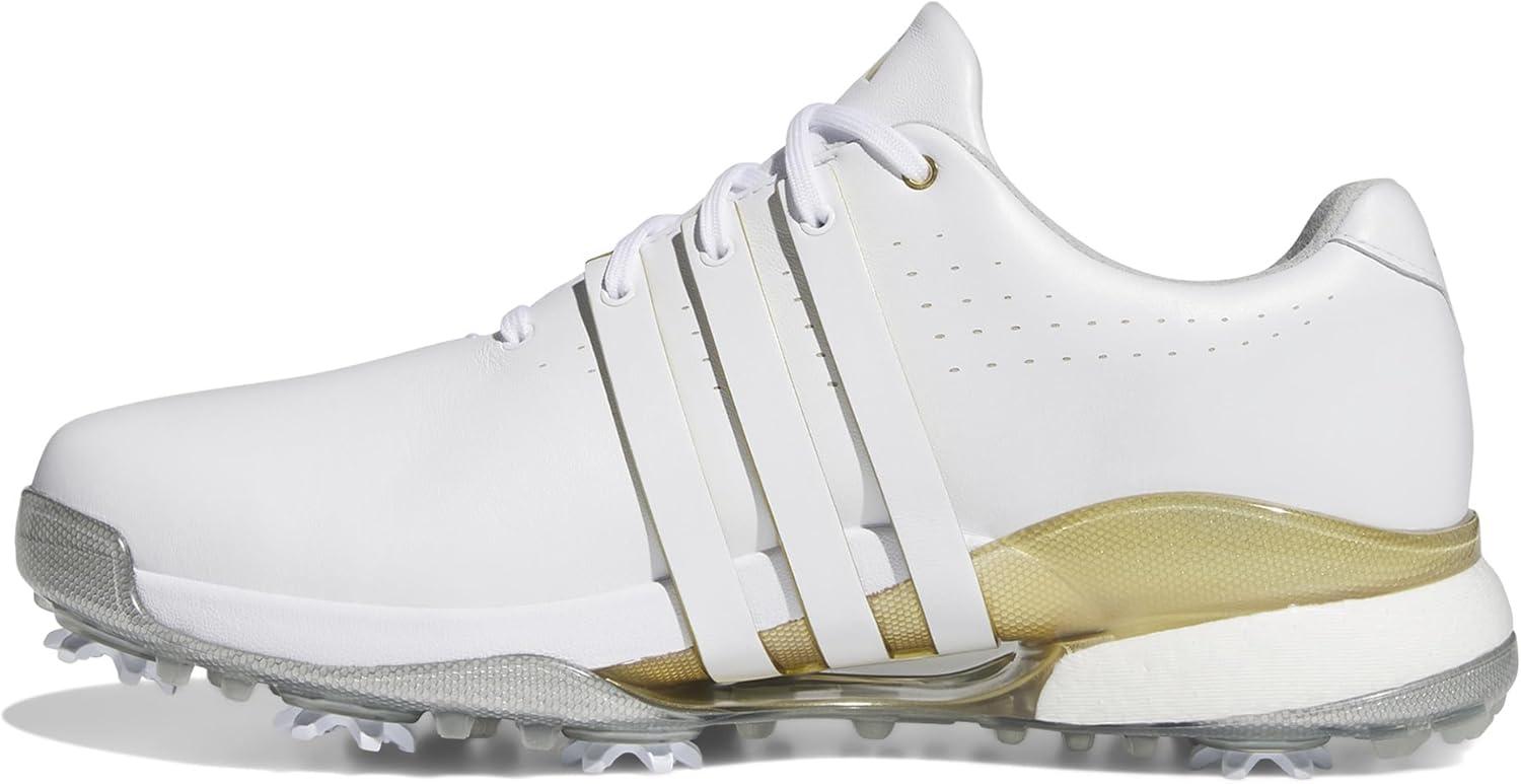 imageadidas Mens Tour360 24 Golf ShoesFootwear WhiteGold MetallicSilver Metallic