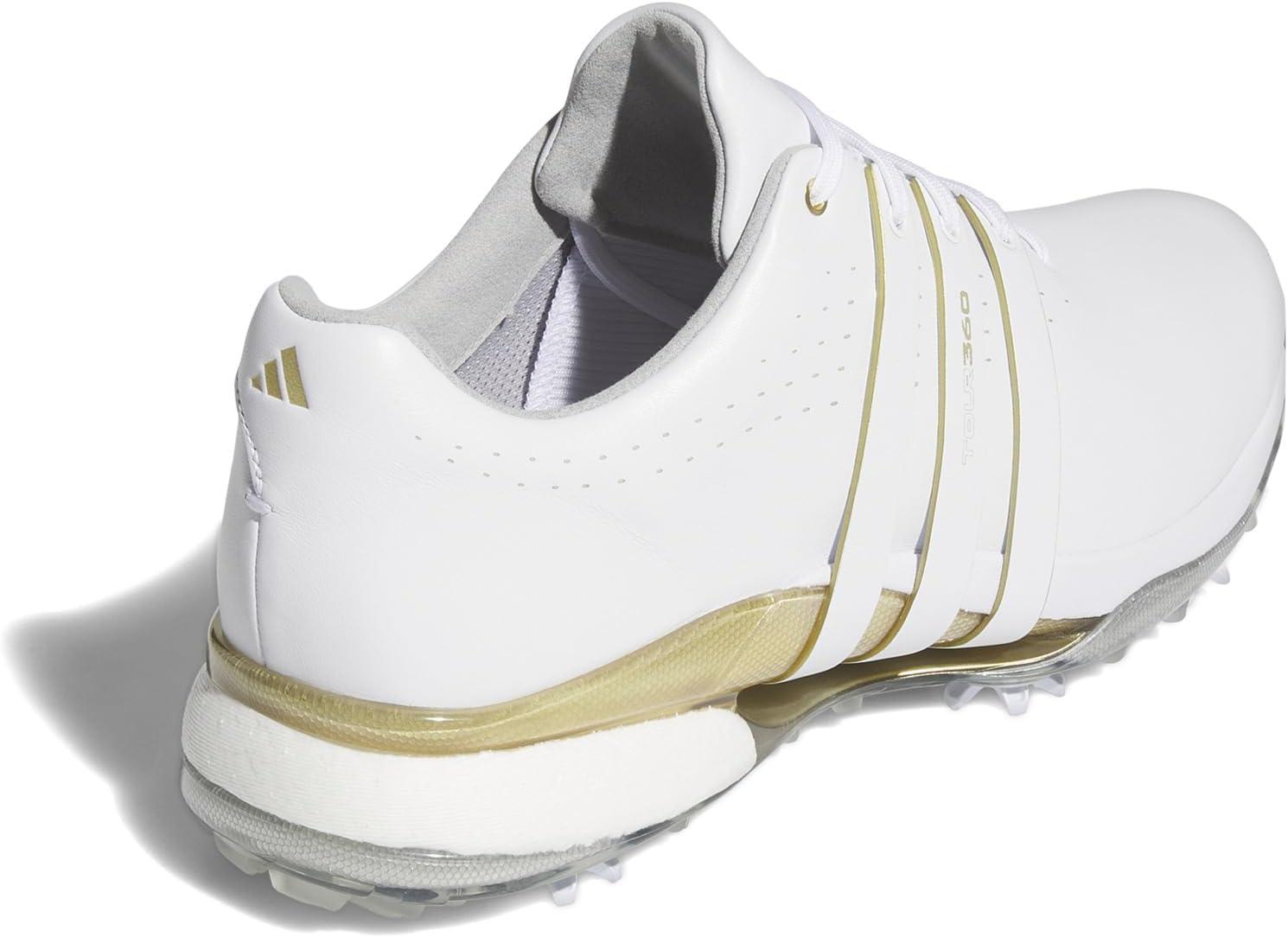 imageadidas Mens Tour360 24 Golf ShoesFootwear WhiteGold MetallicSilver Metallic