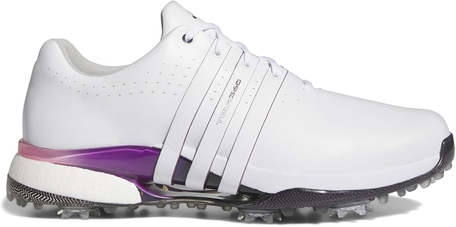 imageadidas Mens Tour360 24 Golf ShoesFootwear WhiteShadow FigAuro Black