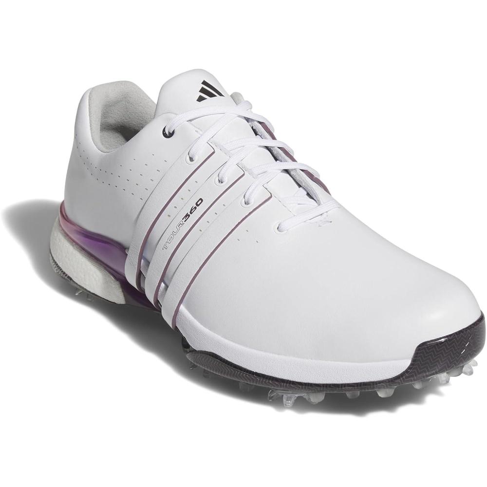 imageadidas Mens Tour360 24 Golf ShoesFootwear WhiteShadow FigAuro Black