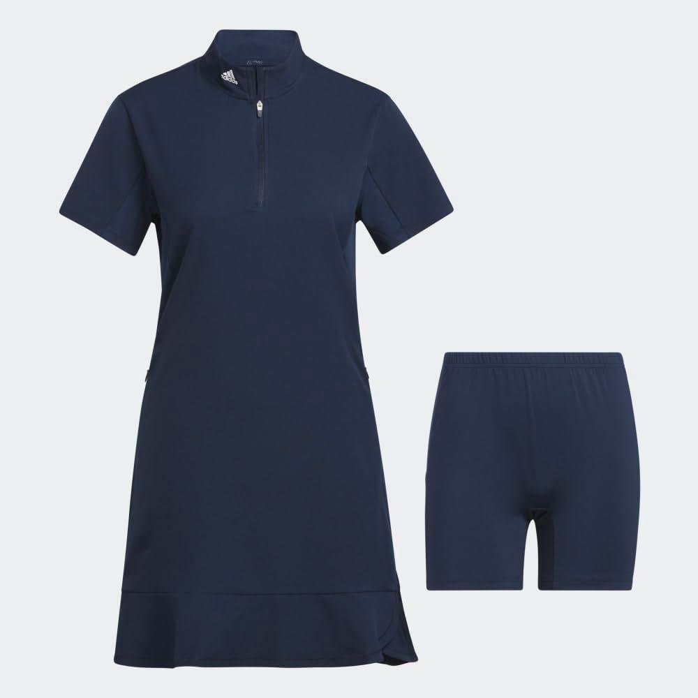 imageadidas Womens Quarter Zip Frill Golf DressCollegiate Navy