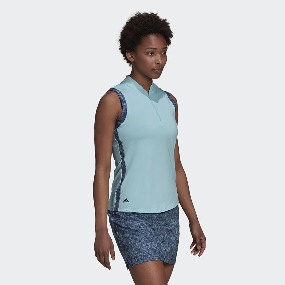 imageadidas Womens Ultimate365 Printed Sleeveless Golf Polo ShirtHazy Sky