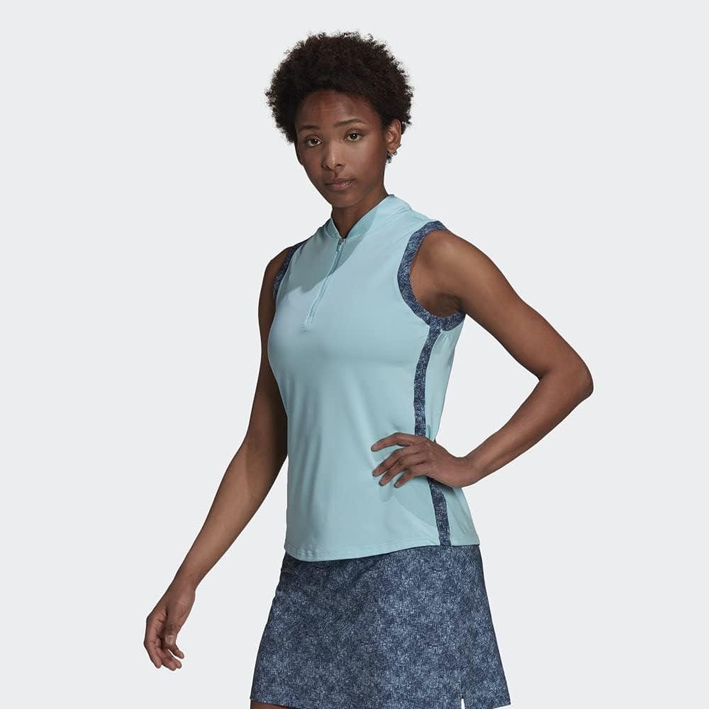 imageadidas Womens Ultimate365 Printed Sleeveless Golf Polo ShirtHazy Sky