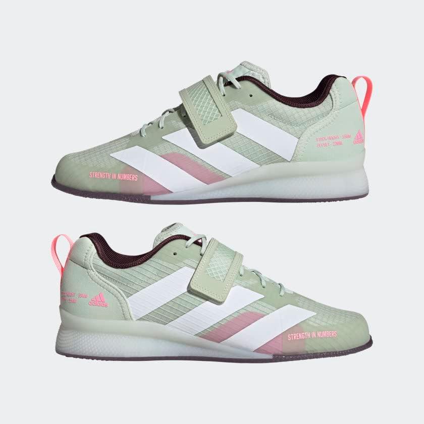 imageadidas UnisexAdult Adipower Weightlifting 3 ShoesCross TrainerLinen GreenCloud WhiteBeam Pink