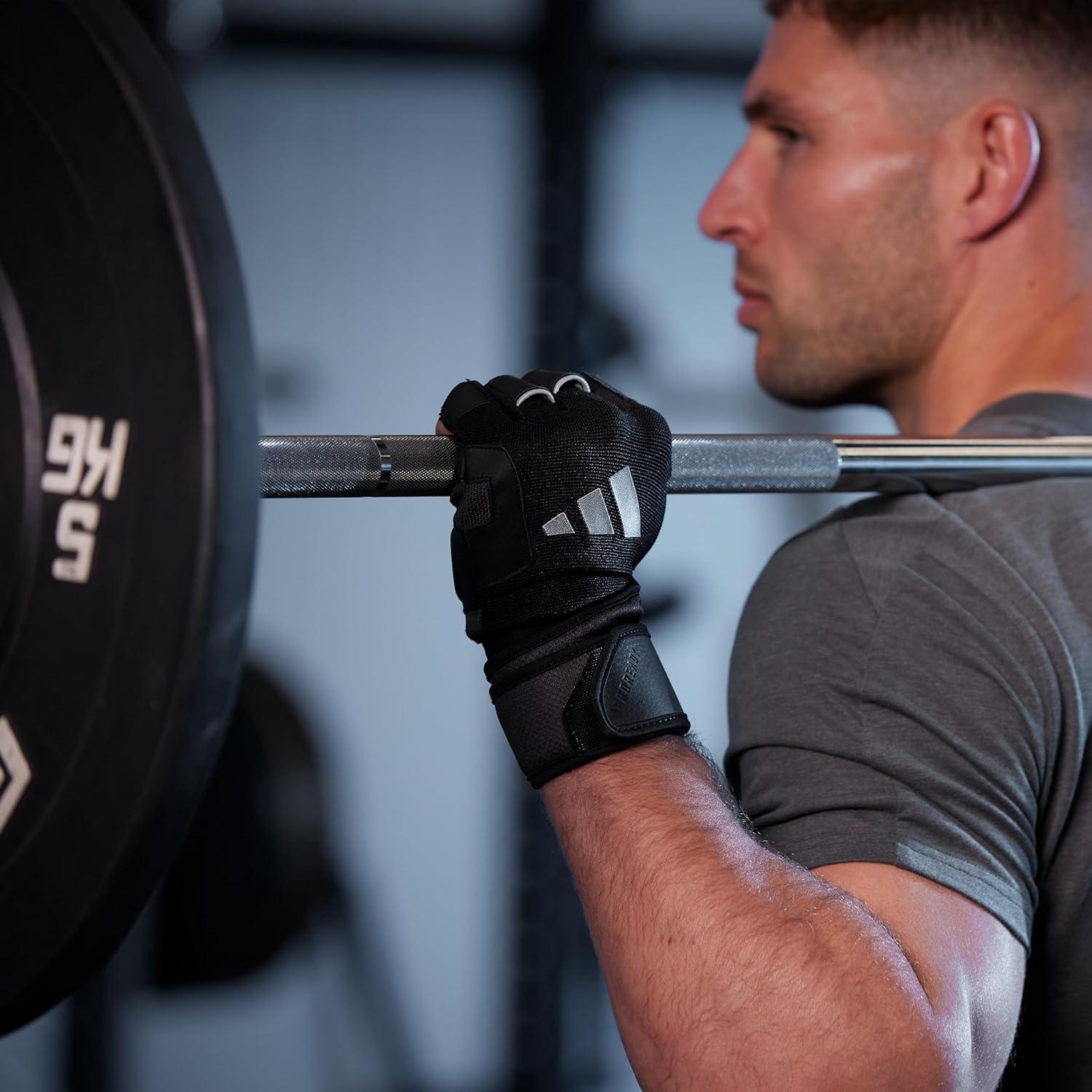 imageadidas Wrist Wrap Training ampamp Weightlifting Gloves Fingerless Workout GlovesLarge