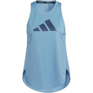 adidas Women’s Badge of Sport Logo Tank(Hazy Blue/Crew Navy/Crew Navy)