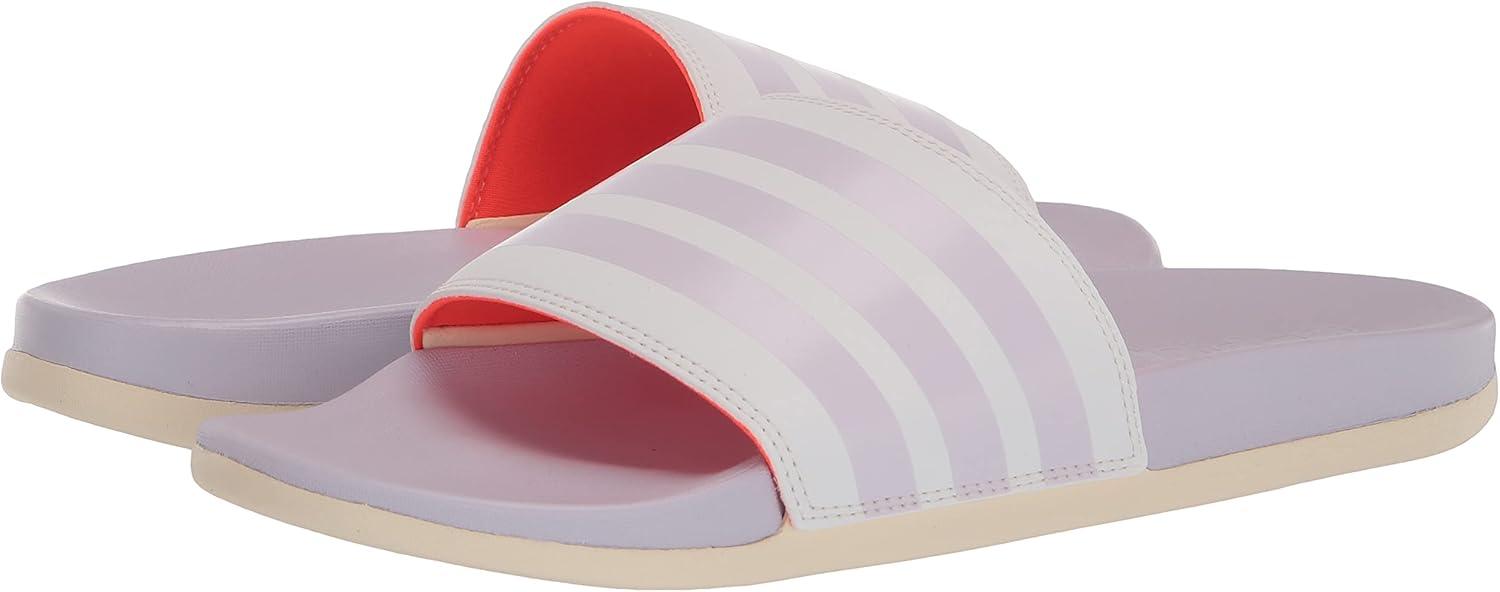 imageadidas Womens Adilette Comfort Slide SandalWhitePurple TintWonder White
