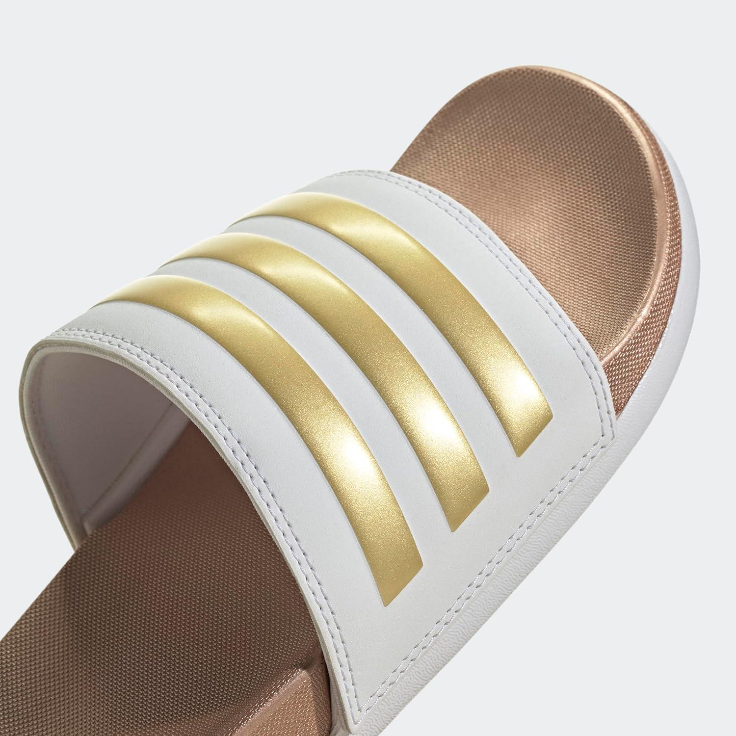 imageadidas Womens Adilette Comfort Slide SandalWhiteWhiteMatte Gold