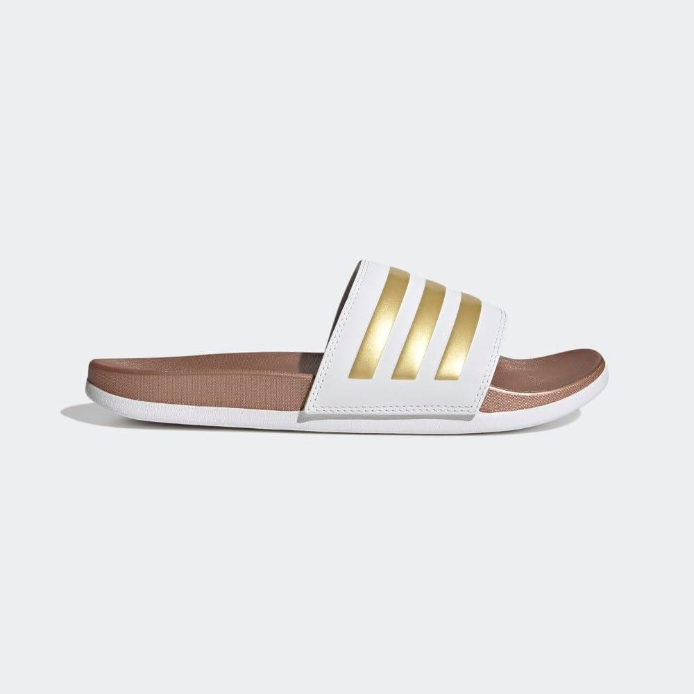 imageadidas Womens Adilette Comfort Slide SandalWhiteWhiteMatte Gold
