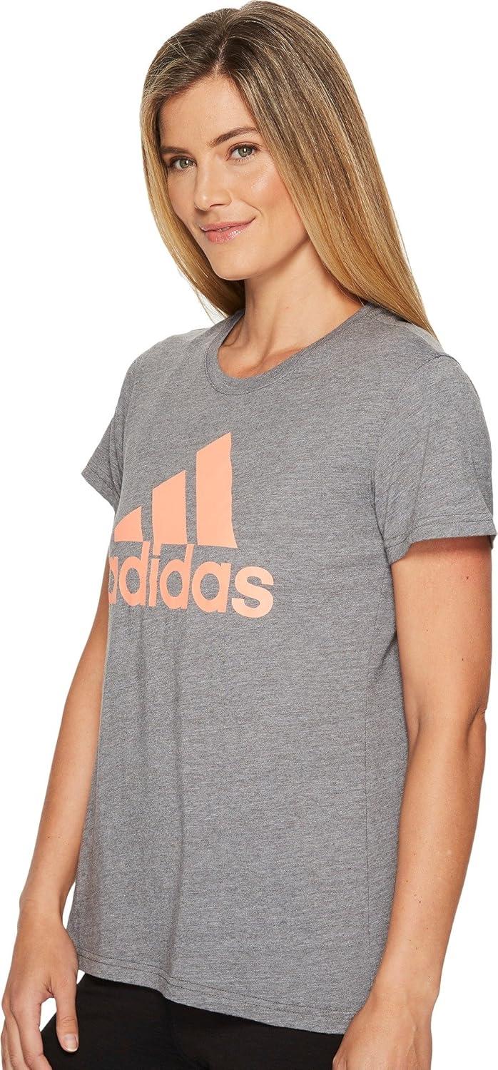 imageadidas Womens Badge of Sport Classic TeeDark Grey HeatherChalk Coral