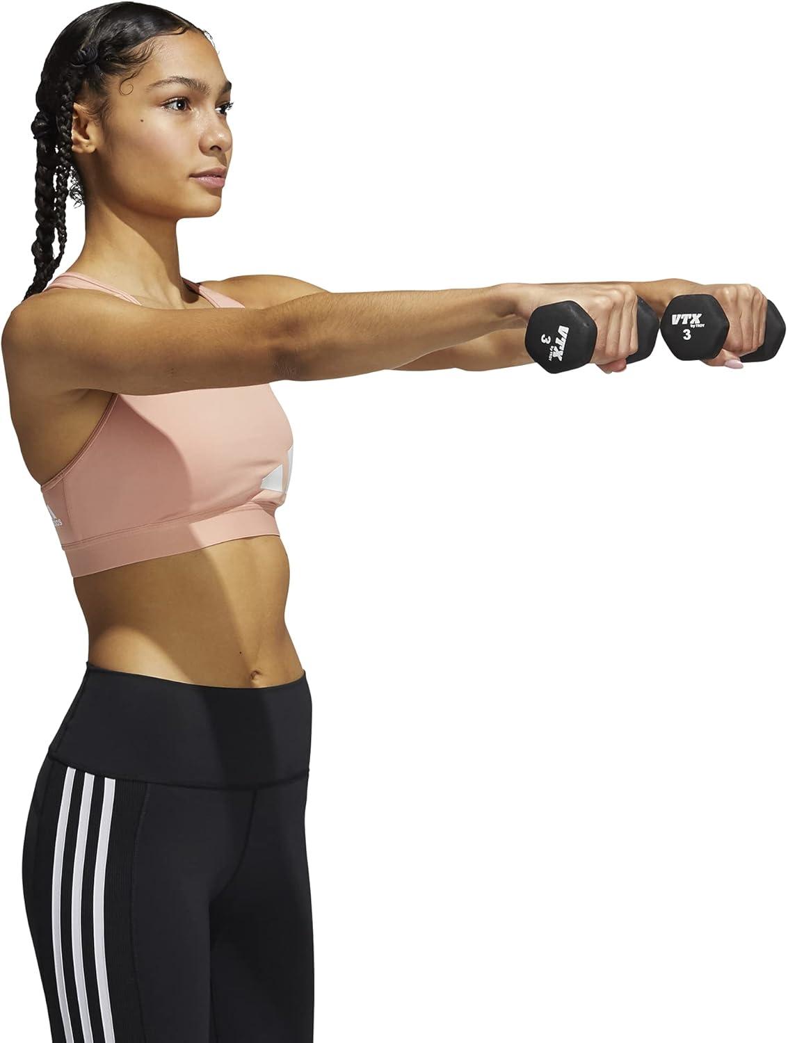 imageadidas Womens Believe This MediumSupport Workout Logo BraAmbient BlushOrbit Violet