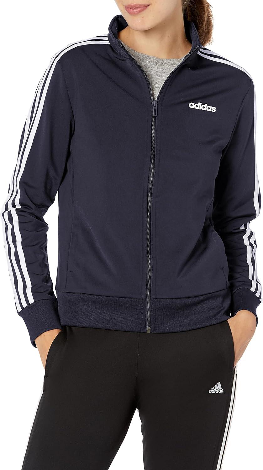 imageadidas Womens Essentials 3Stripe Track JacketLegend InkWhite