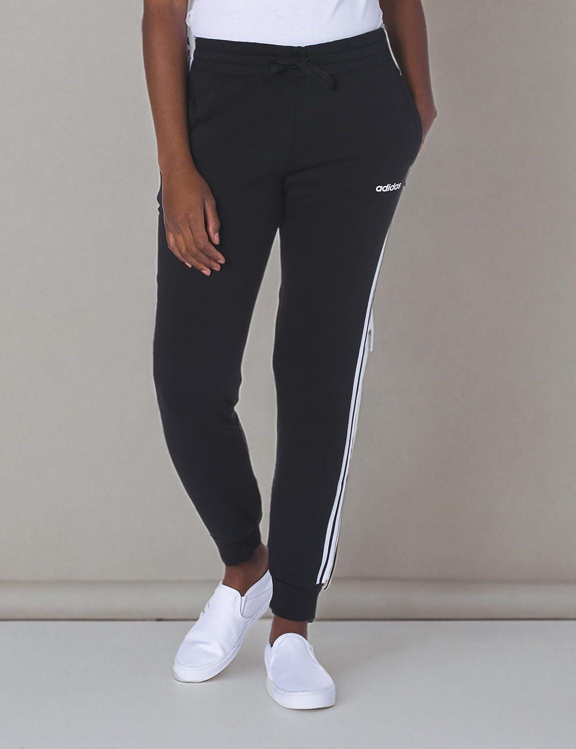 imageadidas Womens Essentials 3Stripes Fleece JoggersBlackWhite