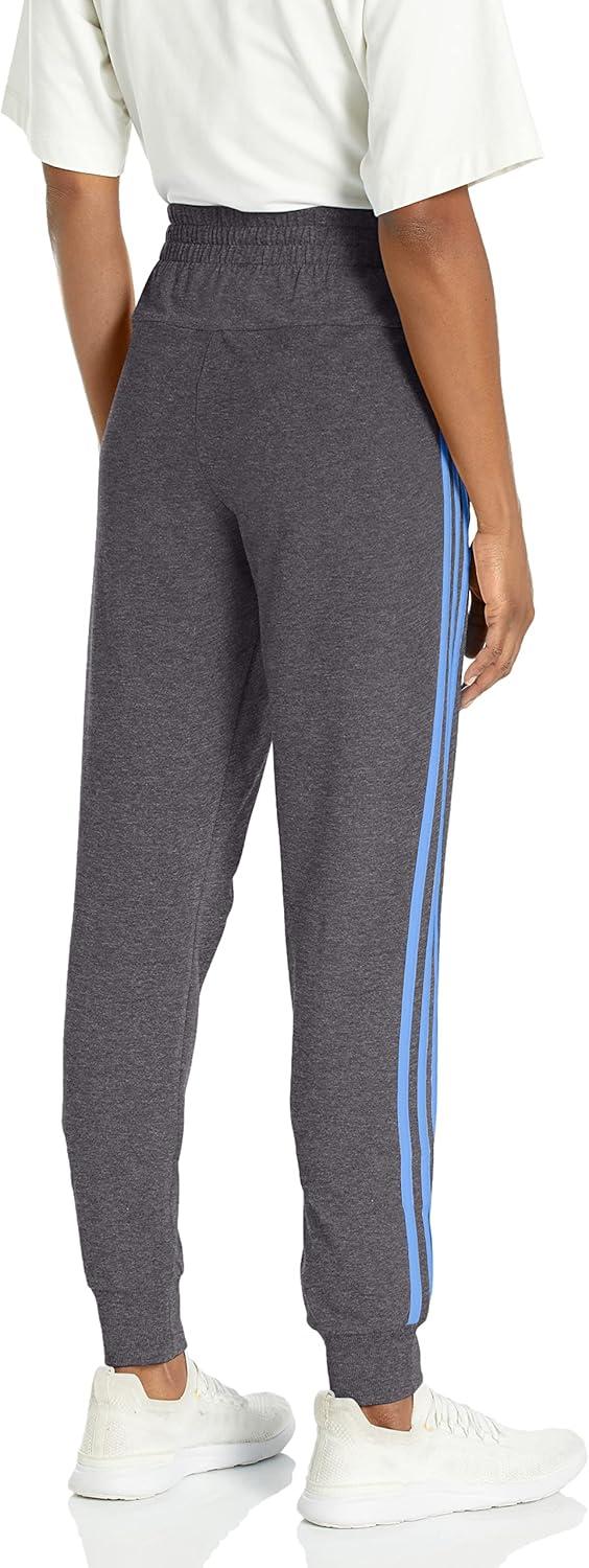 imageadidas Womens Essentials 3Stripes PantsDark Grey HeatherBlue Fusion