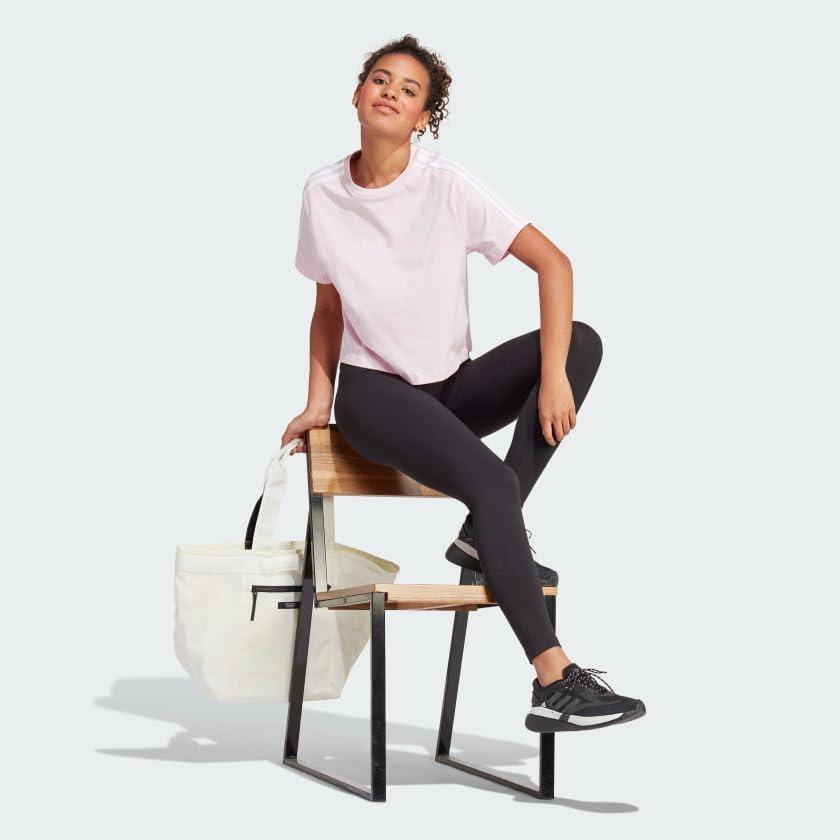 imageadidas Womens Essentials HighWaisted Logo LeggingsBlackBliss Pink