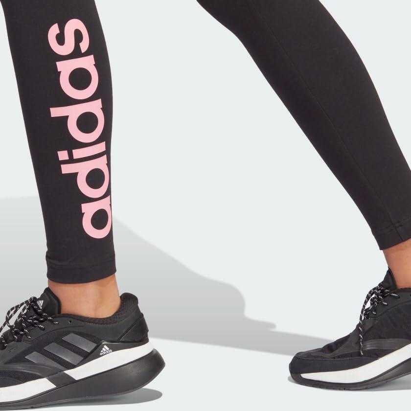imageadidas Womens Essentials HighWaisted Logo LeggingsBlackBliss Pink