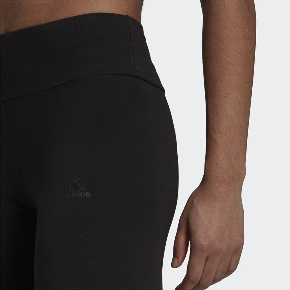 imageadidas Womens Essentials HighWaisted Logo LeggingsBlackGold Metallic