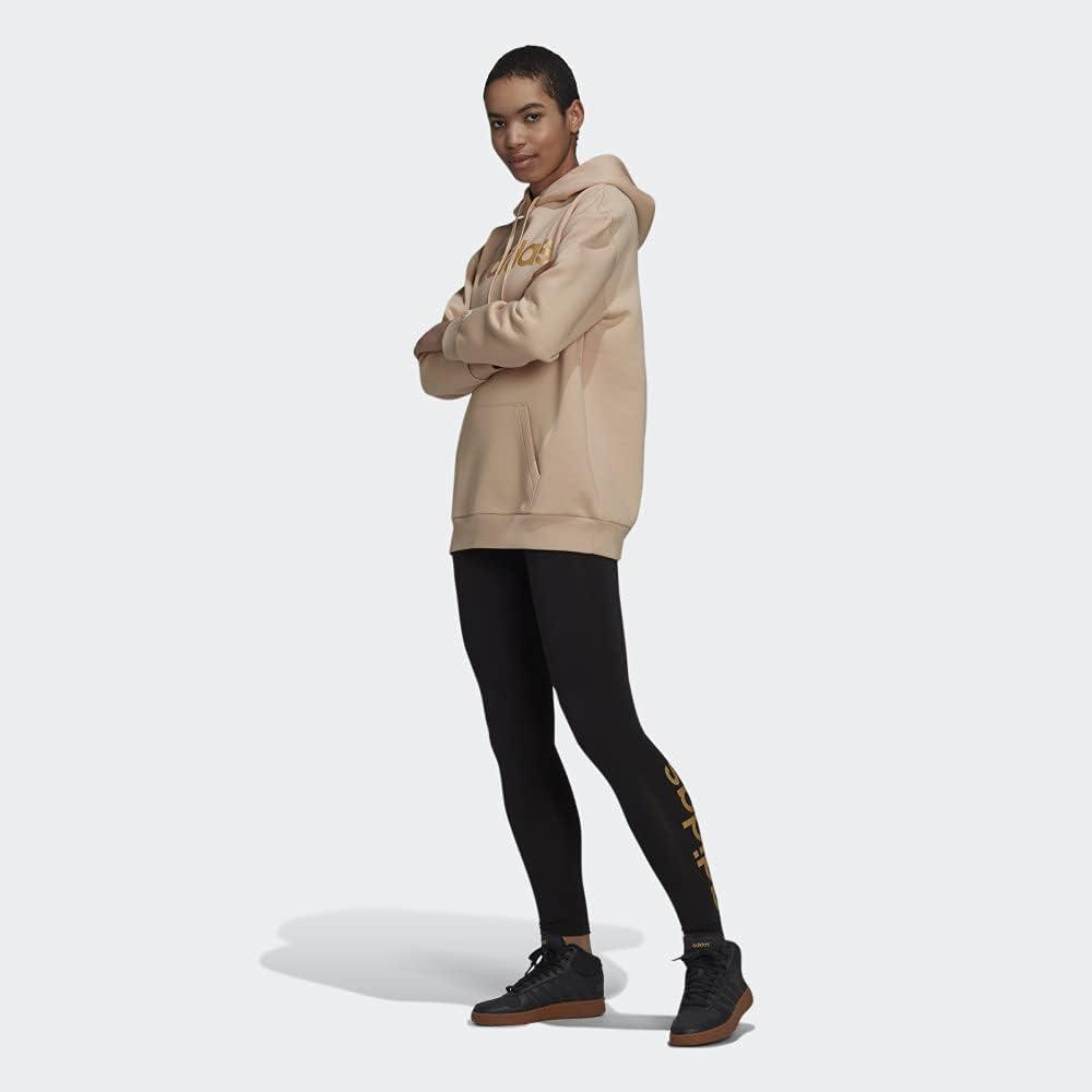 imageadidas Womens Essentials HighWaisted Logo LeggingsBlackGold Metallic