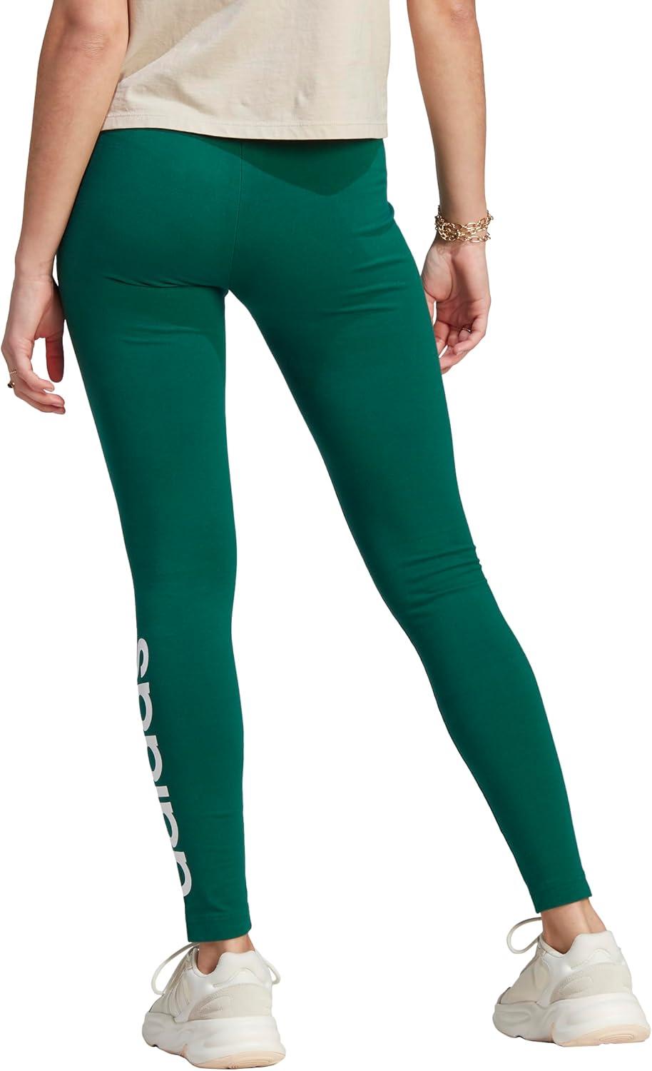 imageadidas Womens Essentials HighWaisted Logo LeggingsCollegiate GreenWhite