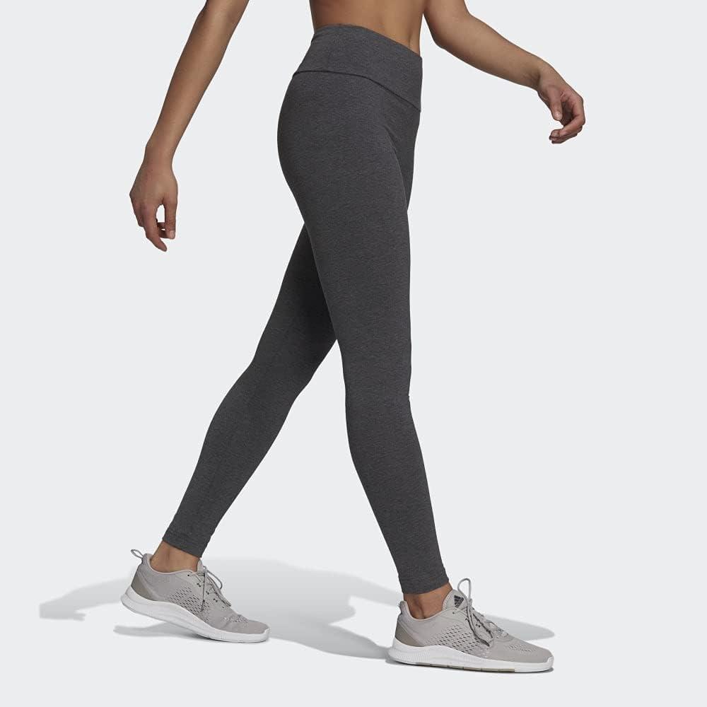 imageadidas Womens Essentials HighWaisted Logo LeggingsDark Grey HeatherMint Ton