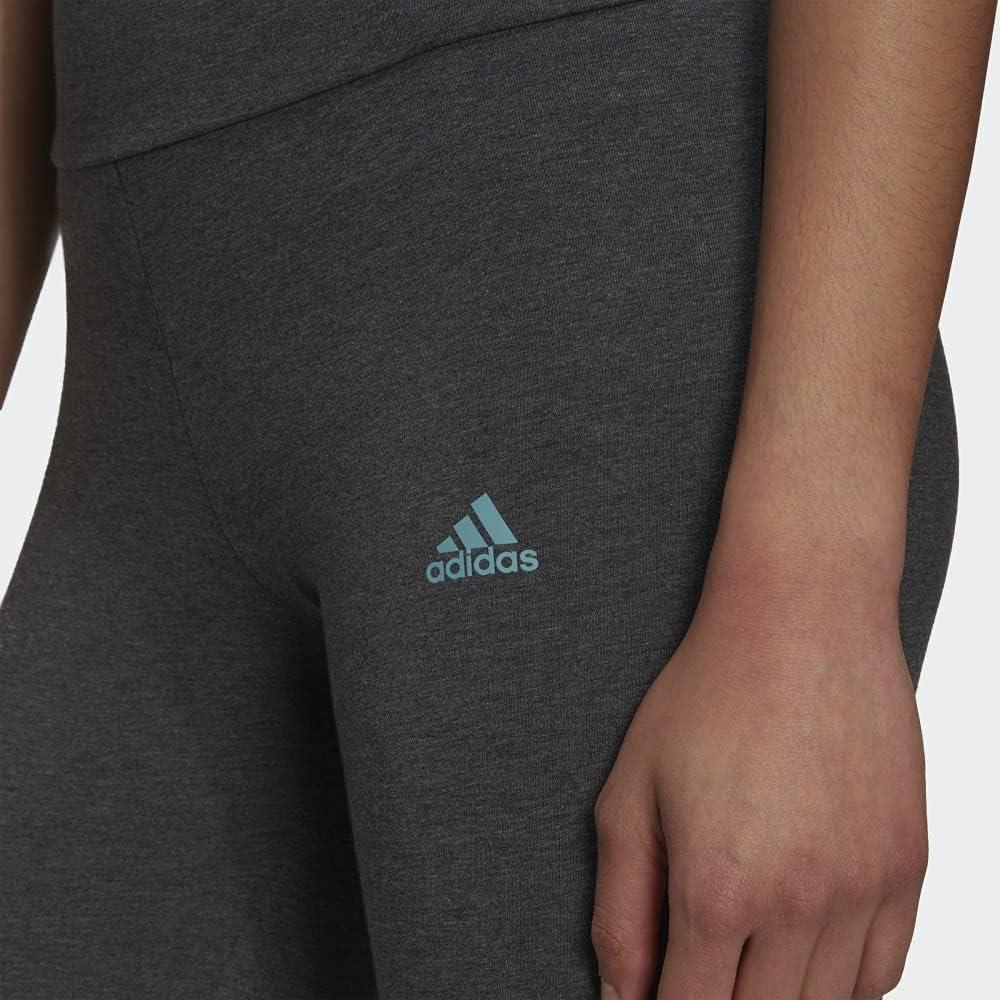 imageadidas Womens Essentials HighWaisted Logo LeggingsDark Grey HeatherMint Ton