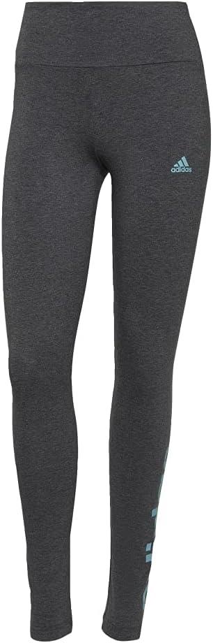 imageadidas Womens Essentials HighWaisted Logo LeggingsDark Grey HeatherMint Ton